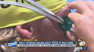 Navy veteran hours away from 21 mile swim