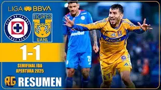 CRUZ AZUL VS TIGRES 1-1 | RESUMEN GOLES | SEMIFINAL IDA LIGA MX 2025