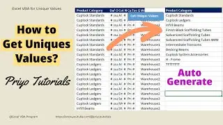 how to get unique values in excel vba, find unique values in excel