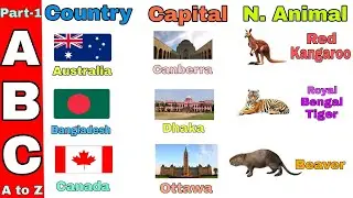 Countries and their capital and national animals part-1 | countries and capitals |