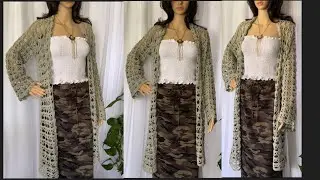 Aprende a Tejer Un Hermoso Cardigan/ Suéter Largo En Crochet *Paso a Paso *