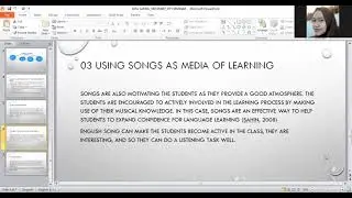 SEMINAR ON ELT BY DITA SAFIRA | The use of song to improve students' listening comprehension ability