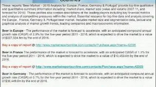 Beer Market -- 2016 Analysis for Europe, France, Germany, Portugal & Other Multiple Countries