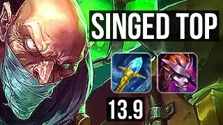 SINGED vs QUINN (TOP) | 9/1/3, 66% winrate, Legendary | KR Master | 13.9