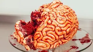 How To Make A BRAIN CAKE! Red velvet cake, fondant and raspberry jam!