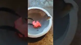 Melting copper foil which I obtained from a lithium battery.  #experiment #satisfying #fire #fun