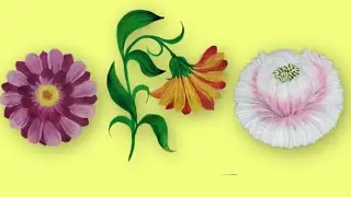 Round Brush Painting - Flowers Painting 💮🌸🌼🏵️💮🌸🌼🏵️ - Acrylic Painting.....