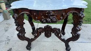 Antique Victorian Rococo Turtle top center table