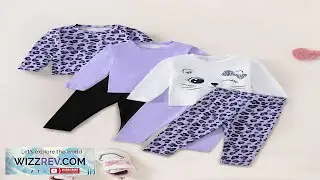 SHEIN Playful Pals 6pcs Set Baby Girl Autumn Winter Casual Cute Leopard Print Cat