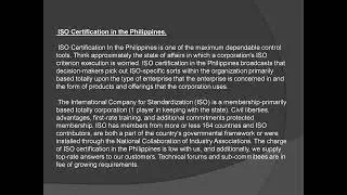 what is ISO certification in the Philippines
