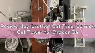 Review Hey-brother Cat Tree, 53 inch Cat Tower for Indoor Cats, Cat House with Padded Platform Bed,