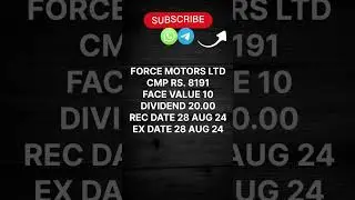 Force Motors LTD Company Announced Dividend #nse #bse #sensex #nifty  #stocksense #sensexnifty