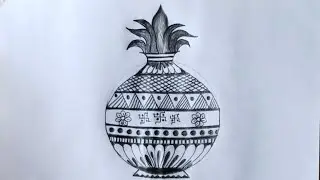 How to draw kalash pencil drawing /Navaratri kalash drawing / Mangal ghat drawing /