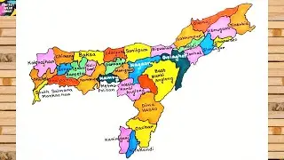 How to draw Assam map with districts | Assam map drawing step by step | Map drawing easy tricks