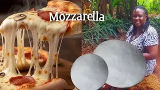 PREAPARING MOZZARELLA CHEESE USING 2 INGREDIENTS IN MY AFRICAN VILLAGE.  HOMEMADE MOZZARELLA CHEESE 