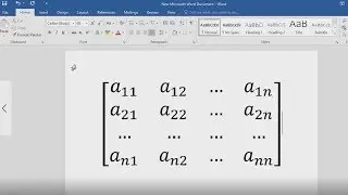 NxN Matrix - Microsoft Word: How to type large matrix in word