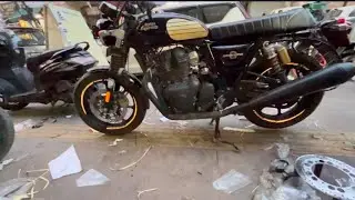 Royal Enfield Gt 650 2 Bike ￼Rims Graphics | Smoke Wrap | 2 Helmet Wrapping Matt Carbon | Modified 
