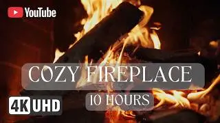 10H Cozy 4K Fireplace 🔥 &ndash; Crackling Fire Sounds (Sleep, No Ads, No Music)