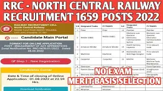 RRC - North Central Railway ITI Apprentice Recruitment 2022 || Latest Railway Govt  jobs ||