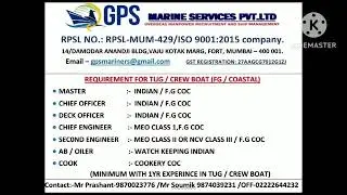 Job Vacancies for GPS marine Services.