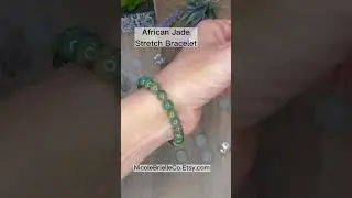 African Jade Elastic Stretch Bracelet #shorts #handmadejewelry #realjade #elasticbracelet #etsy