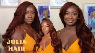 Cinnamon Spice! Julia Hair 13X4 lace frontal 24 inch Reddish Brown Bodywave Wig