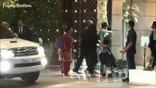 Mahendra Singh Dhoni with wife & daughter at Harbhajan Singh's wedding party