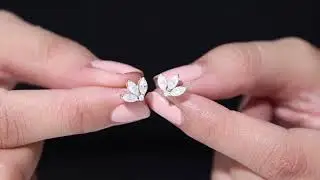 Moissanite Three Stone Stud Earrings, D-VS1 Quality, 3 Stone Ear Crawler Earrings for Her