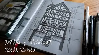 Draw With Me on #tonedpaper // London Pub // Hahnemühle The Grey Book [REAL TIME]