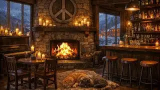 Cozy Rustic Bar Ambience & Relaxing Piano ❄️ Positive Vibes for Study, Work & Stress Relief