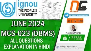 MCS-023 DBMS IGNOU JUNE 2024 question answers #ignouexams #ignoubca #ignouquestionpaper #bcasolution