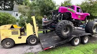 Mini Monster truck!! One job:  UNSTRAP THE TRUCK!! (We blew it! 🤦&zwj;♀️)