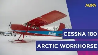 Полет на Айдитарод с прямыми лыжами на Cessna 180