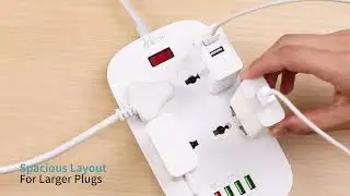 Hoteon Extension Board 4407 With Usb Port, Power Strip With Qc3.0 Fast Charging Ports