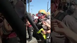 LA protester goes viral for bizarre ensemble