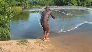 cast netting big fish | cast netting big fish at field with my villagers|