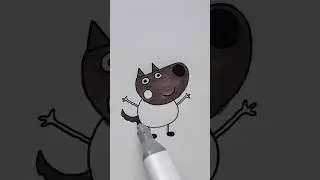 How to Draw Mr. Wolf from Peppa Pig! 🐺✨ #shorts #art / art for kids
