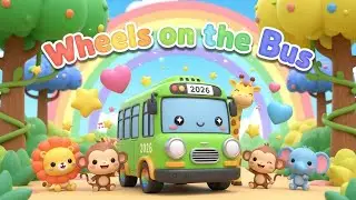 Green Bus Song for Babies | Cute 3D Wheels on the Bus Cartoon