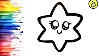 Cute Star ⭐️ Drawing, Colouring for kids, Drawing for kids, Easy Drawing for kids