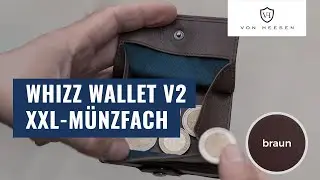 VON HEESEN &ndash; Whizz Wallet mit CRYPTALLOY&reg; RFID-Schutz, XXL-M&uuml;nzfach und 5 Kartenf&auml;chern (braun)