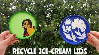 Painting on Ice-cream lids | Recycle Ice-cream mockup | Craft