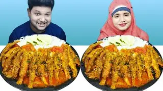 Spicy Fish Curry And Rice Eating Challenge, Fish Curry Eating Competition, R+B Vlog