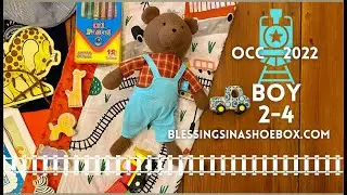 Operation Christmas Child OCC 2-4 Bear & Play Blanket Train and Items for Play. Shoebox