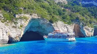 BLUE CAVES, cruise on the island of PAXOS, Corfu island, Greece 2018 part.1