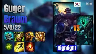Guger Support Braum vs Thresh lol KR solo rank Highlight 14.19