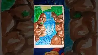 mountain river drawing 🫣#drawing #explore #shorts
