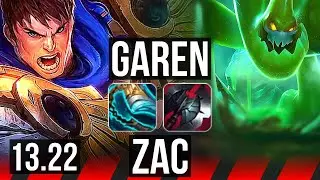GAREN vs ZAC (TOP) | 7/1/10, 2.1M mastery, 800+ games, Dominating | KR Master | 13.22