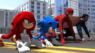 Sonic vs Flash vs Knuckles vs Superman Sonic the hedgehog vs red Sonic vs man of steal Epic race