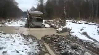 Russian army truck Ural 4320 in hard off-road