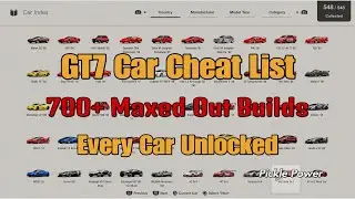 GT7 Car Cheat List | Full Collection of 548 Cars | 710 Fully Upgraded & Tuned Builds | 01/11/25